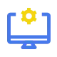 Computer desktop monitor icon with yellow gear at the top
