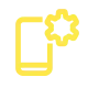 Yellow smartphone icon with gear in the upper right corner