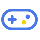 Blue game controller icon with yellow button